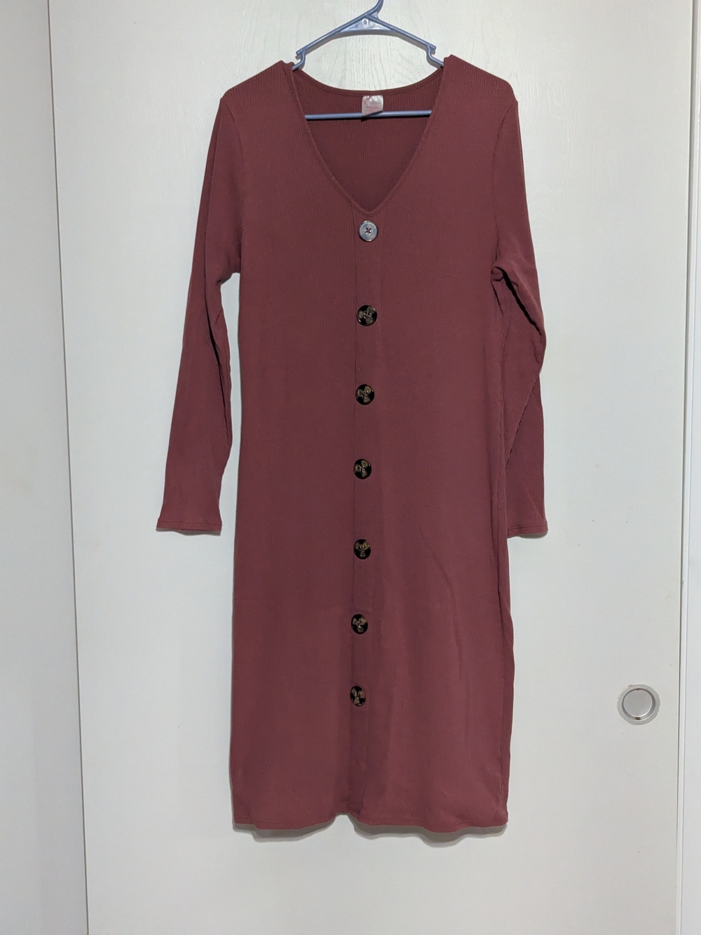 No Boundaries Mauve Button-Front Long Sleeve Dress